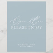 Kust Stoffig Blauw & Wit Open Bar Trouwbord (Voorkant)