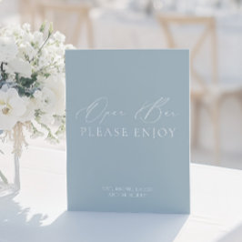 Kust Stoffig Blauw & Wit Open Bar Trouwbord