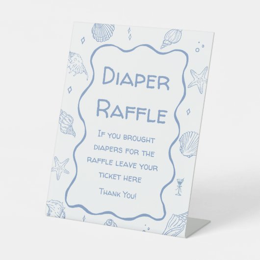 Kust strand Baby shower luier Raffle Reclamebord Met Voetstuk (Voorkant)