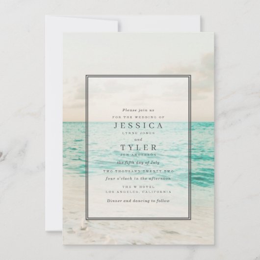 Kust Strand Bestemming Huwelijksuitnodiging Kaart (Voorkant)