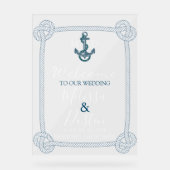 Kust Strand Blauw Anker Nautische bruiloft Welkom Acryl Bord (Voorkant)