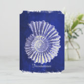 kust strand Blauwe Conch Schelp bruiloft Kaart (Staand voorkant)