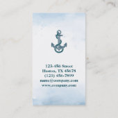 Kust Strand Blauwe Waterverf Schip Anker Nautisch Visitekaartje (Achterkant)