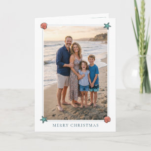 Kust Strand Boom Strand Kerstmis Feestdagen Kaart