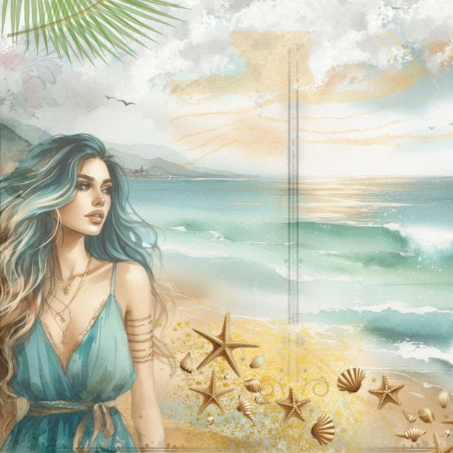 Kust Strand Decoupage Junk Journal Scrapboek (Coastal Beach Decoupage Junk Journal Scrapbook Paper)