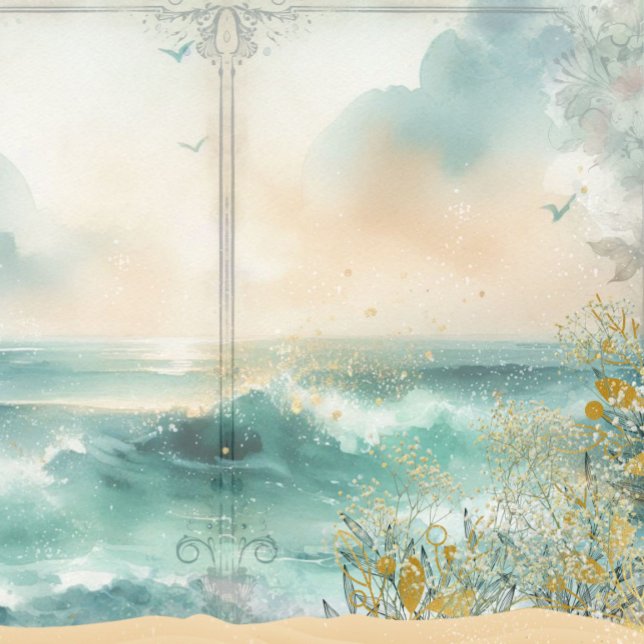 Kust Strand Decoupage Rommel Journaal Scrapboek (Coastal Beach Decoupage Junk Journal Scrapbook Paper)