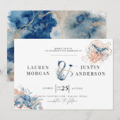 kust strand Elegante bruiloft uitnodiging (Voorkant / Achterkant)