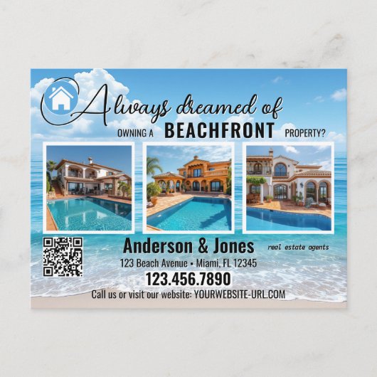 Kust strand foto onroerend goed briefkaart (Voorkant)