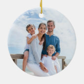 Kust Strand Kerst Zeesterren Familiefoto Keramisch Ornament (Achterkant)