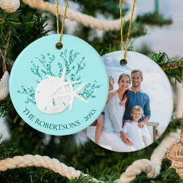 Kust Strand Kerst Zeesterren Familiefoto Keramisch Ornament