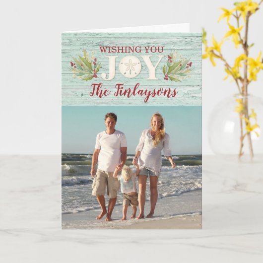 Kust Strand Kerstkaart Kaart (Gele Bloem)