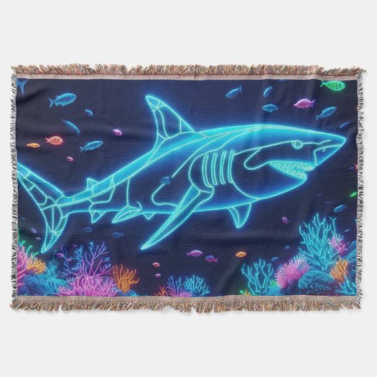 Kust/strand kleurrijke neon haai deken (Voorkant)