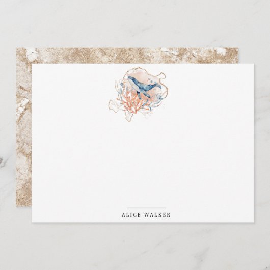 kust strand mariene goud Stationery Note Kaart Notitiekaartje (Voorkant / Achterkant)