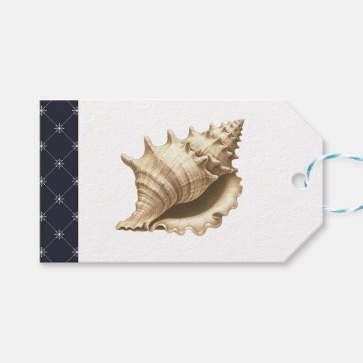 Kust/strand/nautische schelp cadeaulabel (Voorkant (Horizontaal))