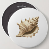 Kust/strand/nautische schelp ronde button 6,0 cm (Voorkant /achterkant)