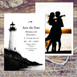 Kust Strand Nautische Vuurtoren Foto bruiloft Save The Date