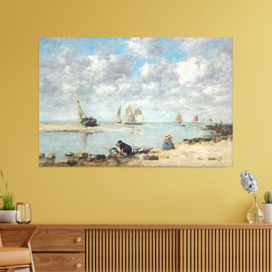 kust strand scene | Zeilboten aan zee Canvas Afdruk (Insitu (Woonkamer))