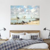 kust strand scene | Zeilboten aan zee Canvas Afdruk (Insitu (Slaapkamer))