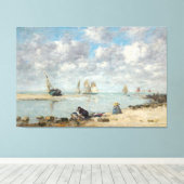 kust strand scene | Zeilboten aan zee Canvas Afdruk (Insitu (Houten vloer))