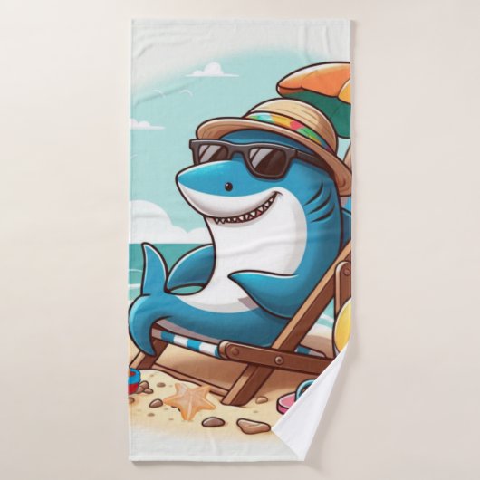 Kust / strand schattige cartoon haai badhanddoek (Badhanddoek)