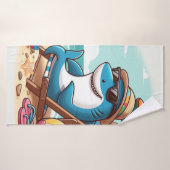 Kust / strand schattige cartoon haai badhanddoek (Badhanddoek)