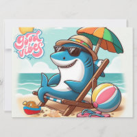 Kust / strand schattige cartoon haai
