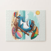 Kust / strand schattige cartoon haai legpuzzel (Horizontaal)