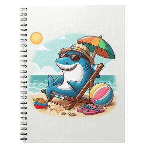Kust / strand schattige cartoon haai notitieboek