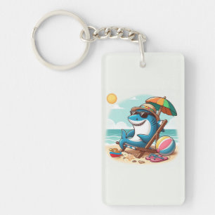 Kust / strand schattige cartoon haai sleutelhanger