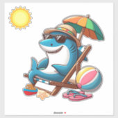 Kust / strand schattige cartoon haai sticker (Vel)