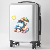 Kust / strand schattige cartoon haai sticker (Koffer)
