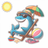 Kust / strand schattige cartoon haai sticker (Voorkant)