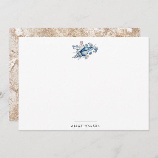 kust strand shell goud Stationery Note Kaart Notitiekaartje (Voorkant / Achterkant)
