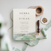 Kust Strand Tide Pool Ecru Groen Elegante bruiloft Kaart