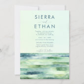 Kust Strand Tide Pool Zee Modern Stripes Trouwen Kaart (Voorkant)