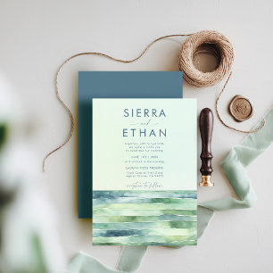 Kust Strand Tide Pool Zee Modern Stripes Trouwen Kaart