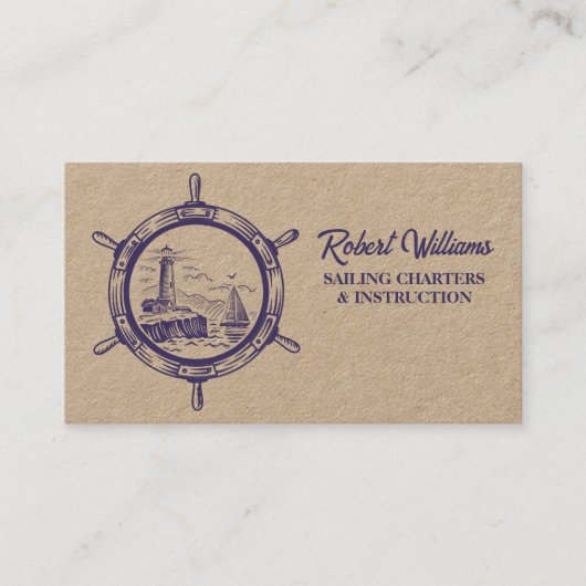 Kust Strand Vuurtoren Varen Zeilen Nautisch Visitekaartje (Voorkant)