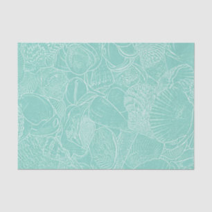 Kust Strand Zee Schelp Turquoise Groen Witte Decou Tissuepapier