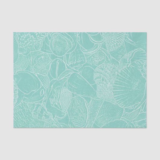Kust Strand Zee Schelp Turquoise Groen Witte Decou Tissuepapier (Voorkant)