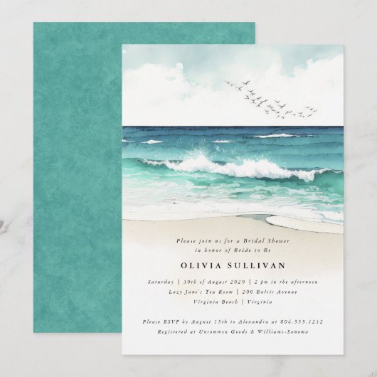 Kust strand Zee Zand Waterverf Vrijgezellenfeest Kaart (Voorkant / Achterkant)