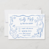 Kust Strand Zeemeermin Doodles Bachelorette Weeken RSVP Kaartje (Voorkant)