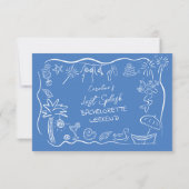 Kust Strand Zeemeermin Doodles Bachelorette Weeken RSVP Kaartje (Achterkant)