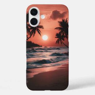 Kust strand zonsondergang iPhone 16 plus hoesje
