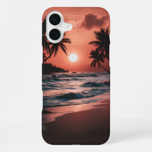 Kust strand zonsondergang iPhone 16 plus hoesje