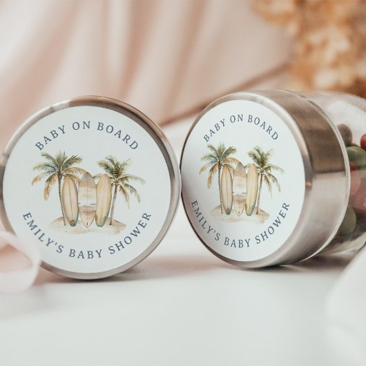 Kust Surf Baby shower "Baby aan boord" Ronde Sticker