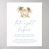 Kust Surf Baby shower Late Night Luiers Teken Poster (Voorkant)
