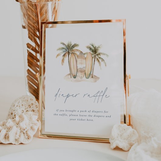 Kust Surf Baby shower Luier Raffle Sign Poster