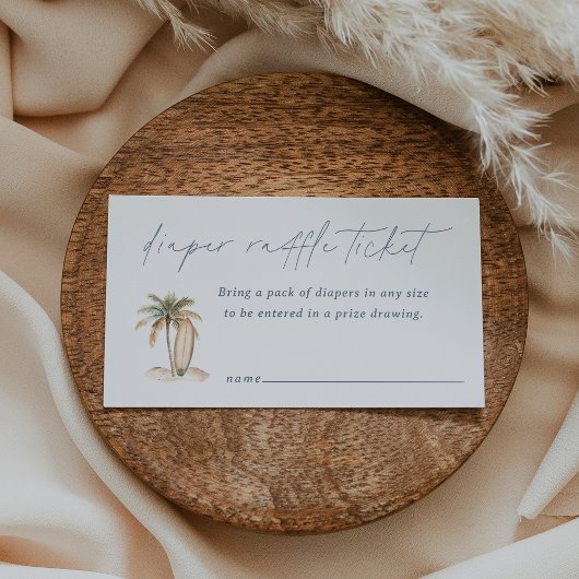 Kust Surf Baby shower Luier Raffle Ticket Informatiekaartje
