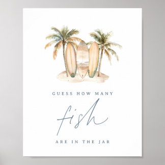 Kust Surf Baby Shower Vis Gokspel Bord Poster