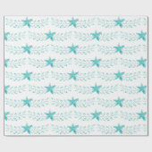 Kust Teal Waterverfpatroon Cadeaupapier (Vlak)